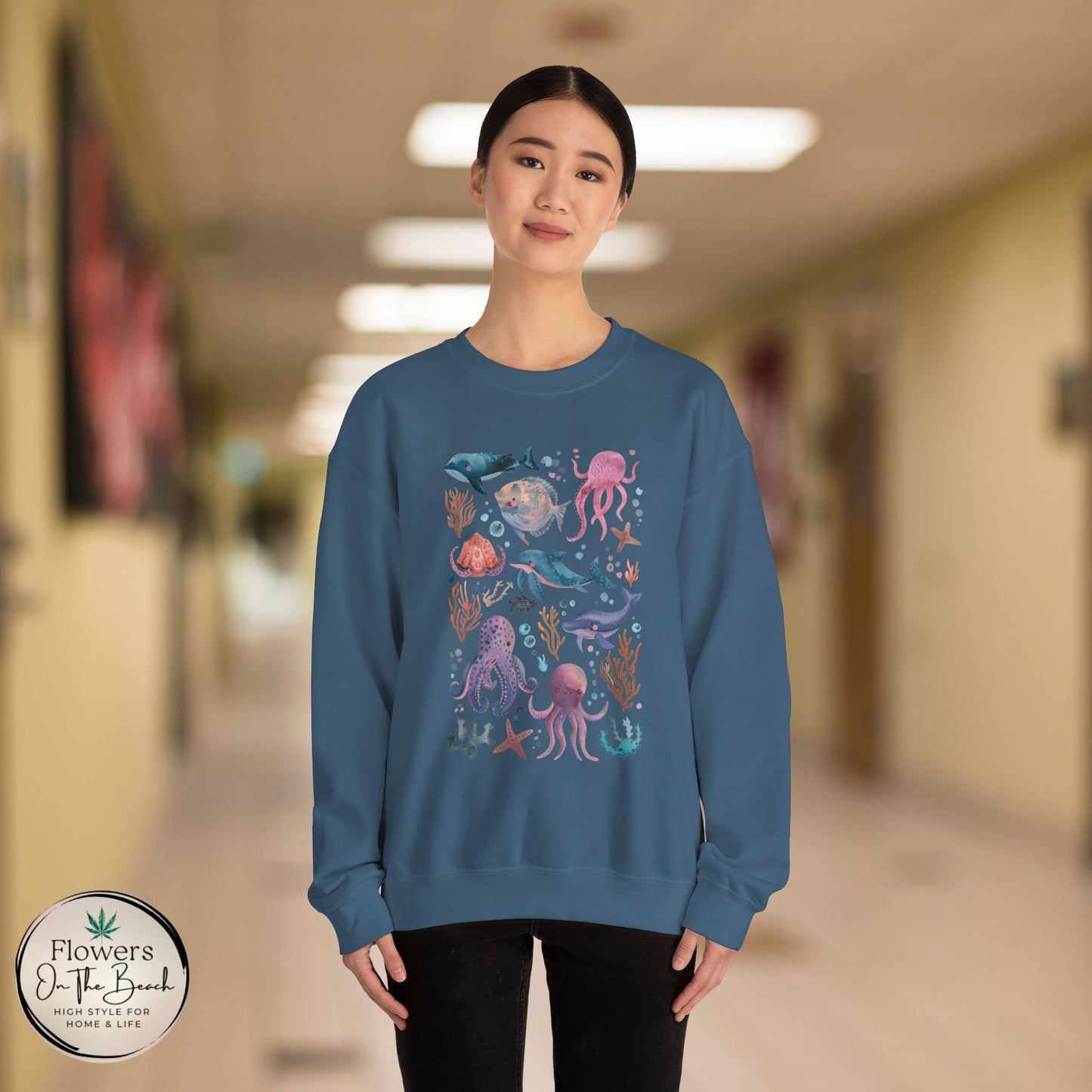 Ocean Lover Sweatshirt, Marine Animals Unisex Crewneck Jumper, Ocean Life Pullover, Nautical Sweatshirt, Sea Creatures Sweater