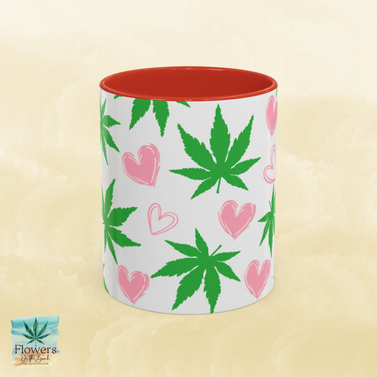 Mug, Simple and Stylish Stoner Valentine's Day Coffee Cup, Romantic Weed Lover Gift, Cannabis Culture 420, 11 or 15oz