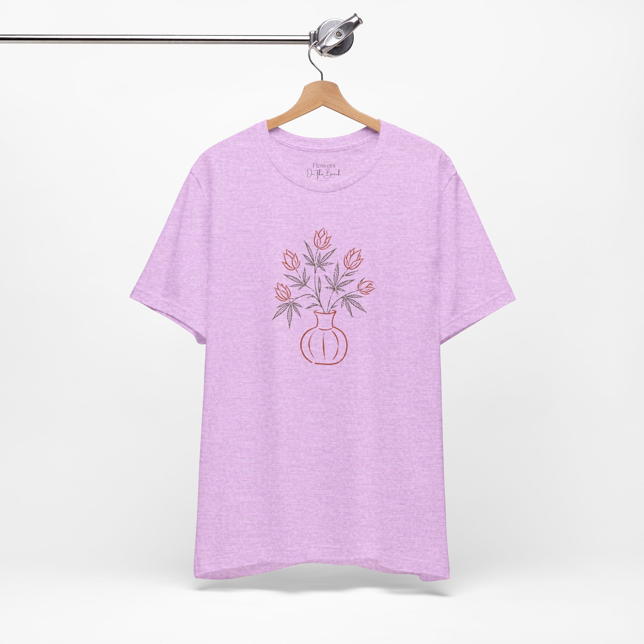 Subtle Cannabis & Floral Tee — Minimal Line Art Botanical T-Shirt