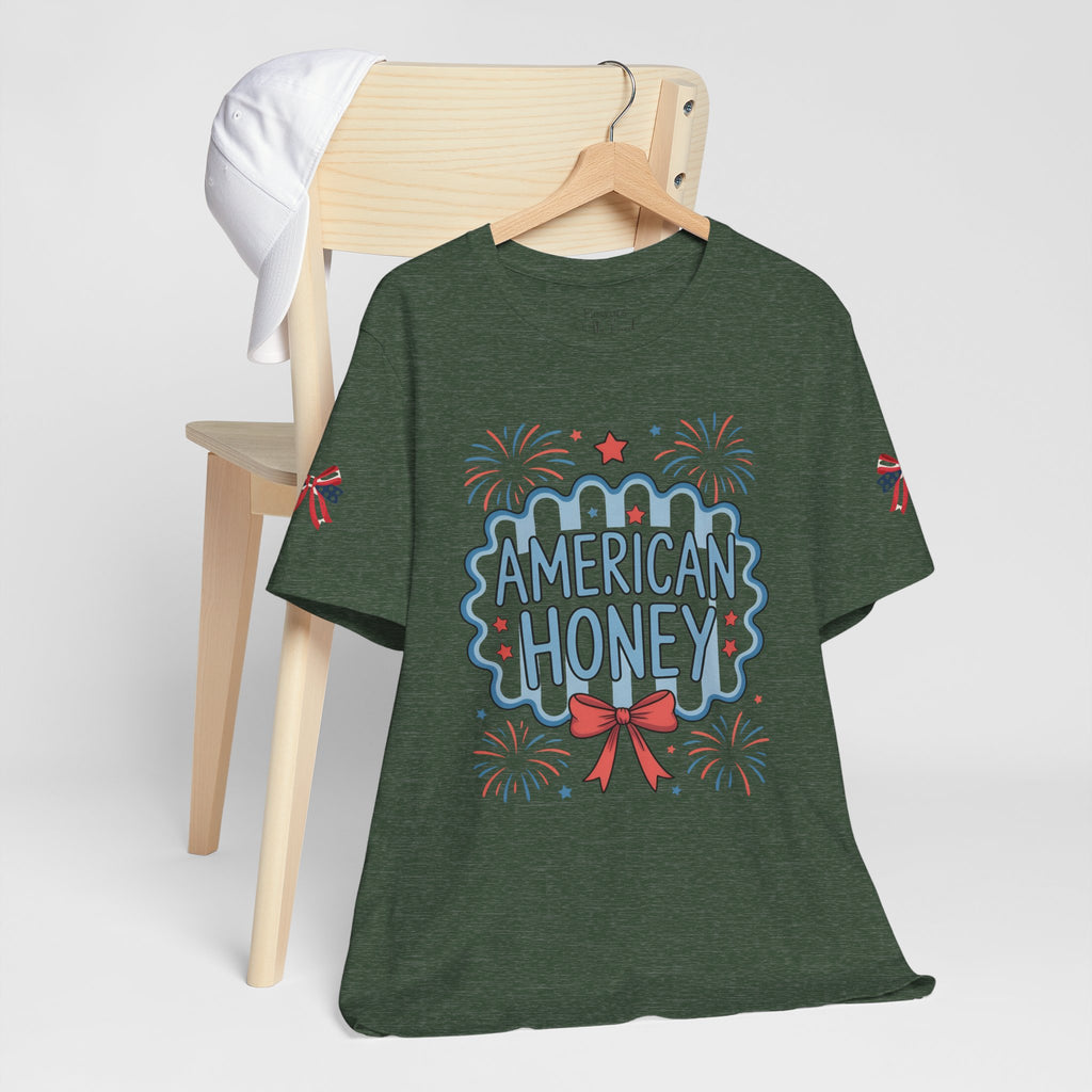 American Honey Fireworks and Bows Tee | Red White Blue Patriotic