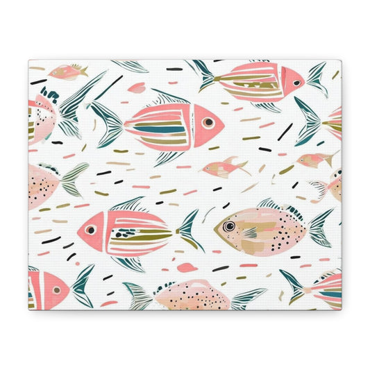 Canvas Art, School of Fish Print, Light Colors, Unique Designs, Ocean Theme Decor, Wall Art Decoration, Nautical Room Accent, Coastal Home