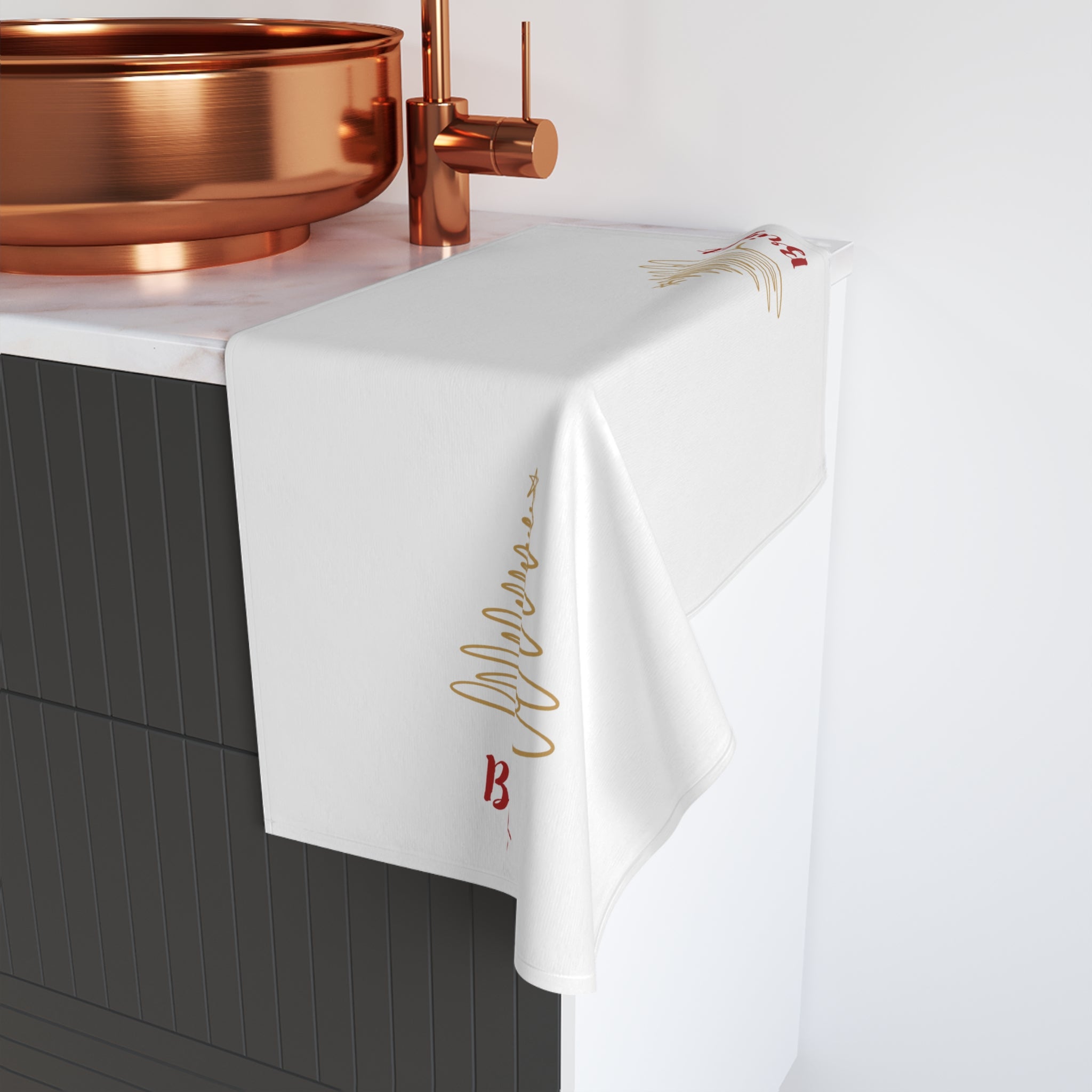Bright - Minimalist Gold Christmas Tree Hand Towel