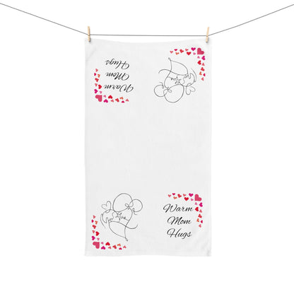 Hand Towel - Warm Mom Hugs Towel, Mother's Day Gift, Foldable Bathroom Towel, Mom Love Kitchen Towel, Moms Birthday Present