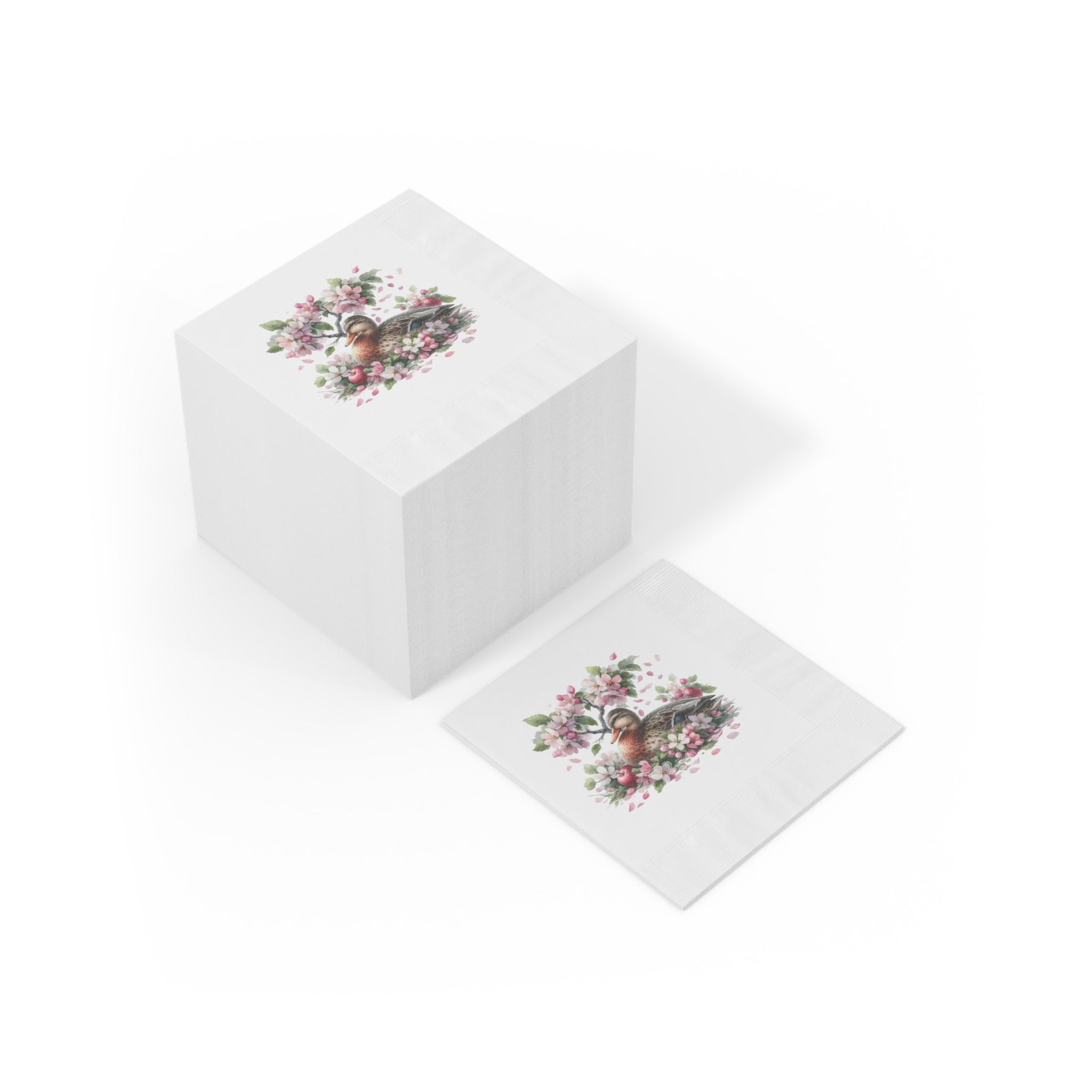 Spring Duck Table Napkins, Pink Spring Flowers & Duck, Spring Table Decor, Home Decor, Floral Design, Duck Lover Gift, Spring Gift for Her