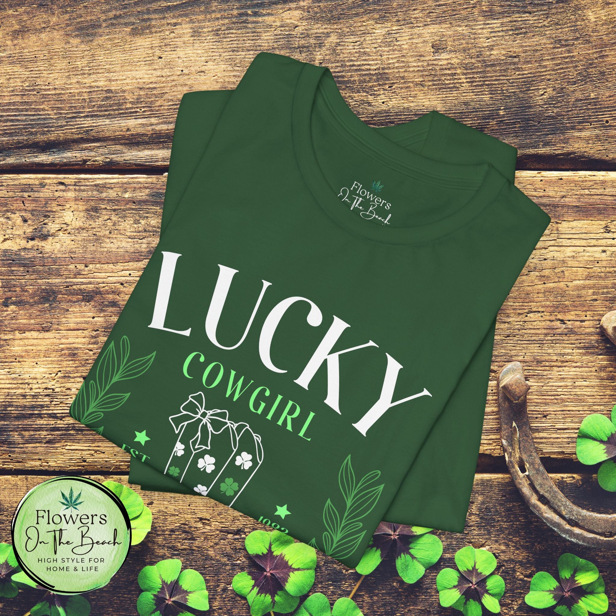 Cowgirl Boots Shamrock Lucky Cowgirl Clover Tee