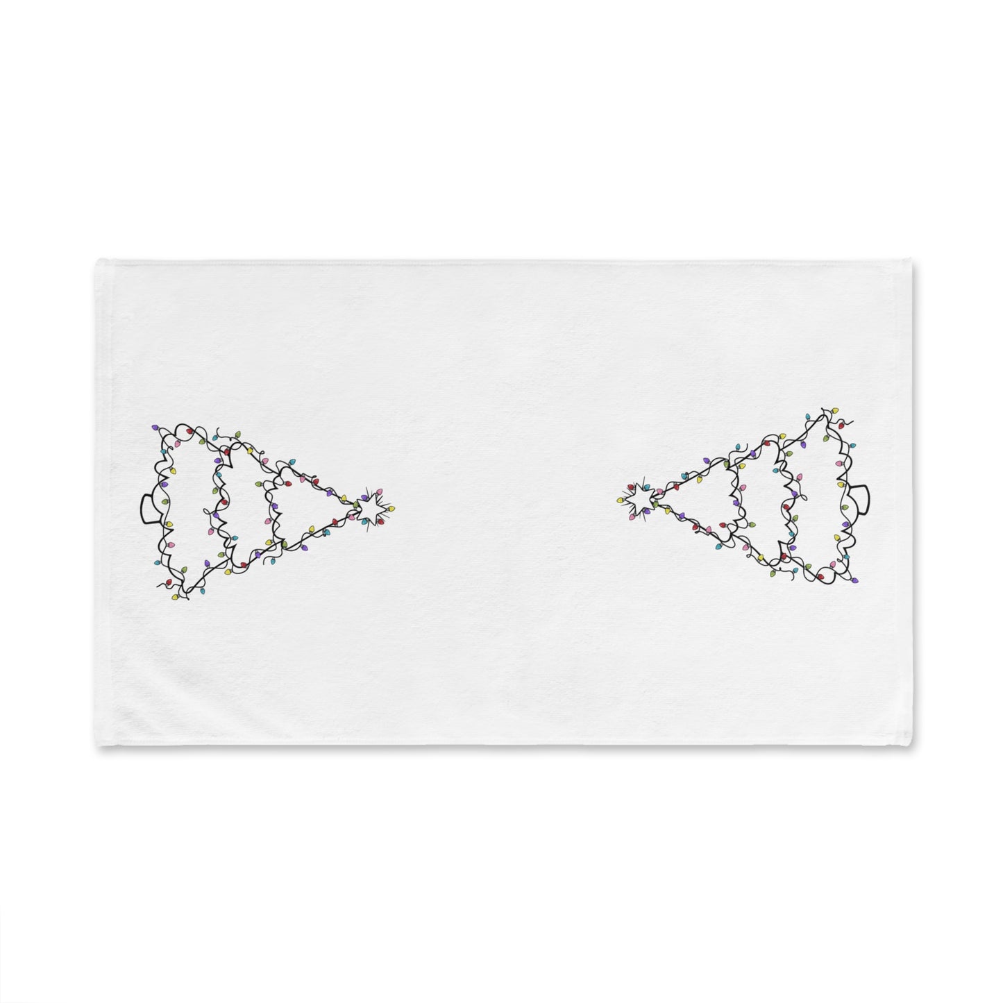 Christmas Hand Towel, Minimalist Tree with Lights Line Drawing, Holiday Kitchen Decor, Festive Bathroom Towel, Gift for Hostess, Winter Home