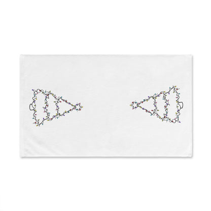 Christmas Hand Towel, Minimalist Tree with Lights Line Drawing, Holiday Kitchen Decor, Festive Bathroom Towel, Gift for Hostess, Winter Home