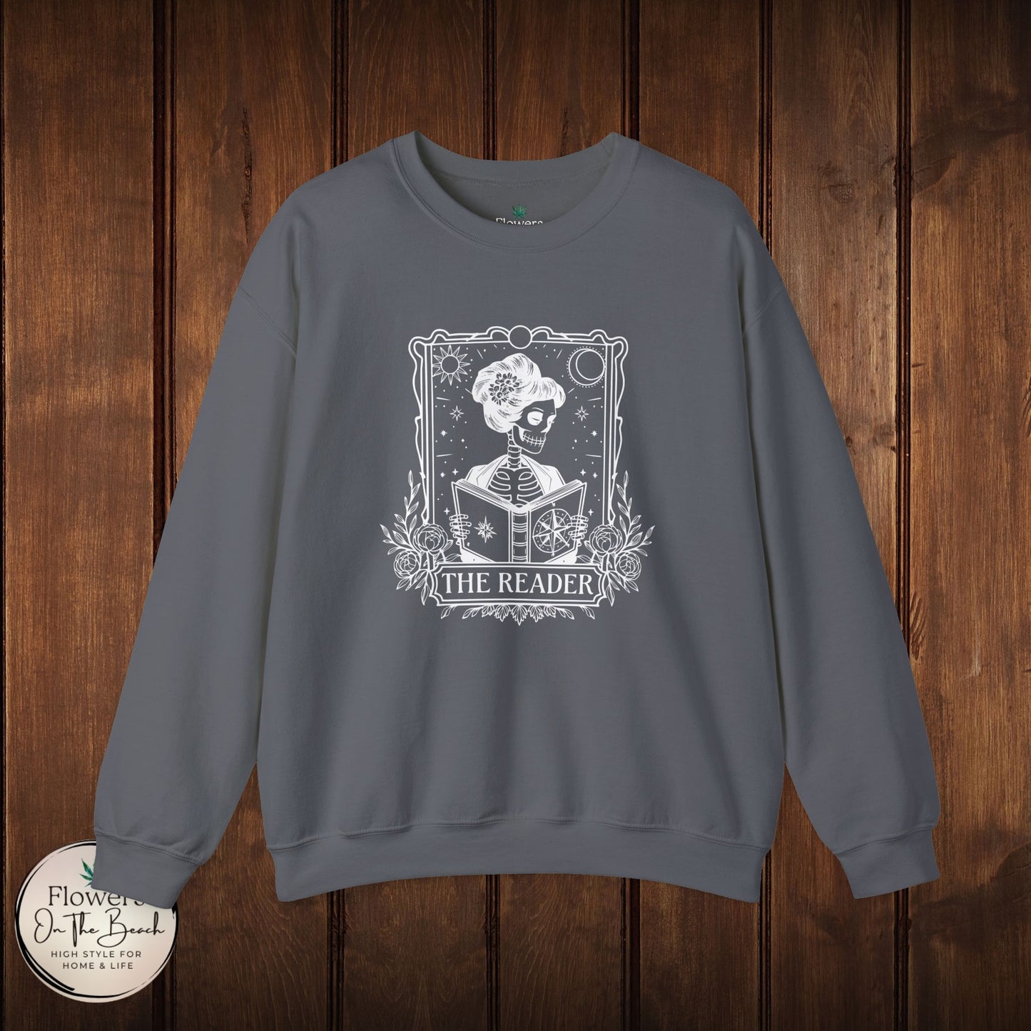 Tarot Card Skeleton Sweatshirt, The Reader Graphic Design, Gift for Tarot Lovers, Skeleton Clothing, Gothic Sweatshirt, Book Lover Apparel