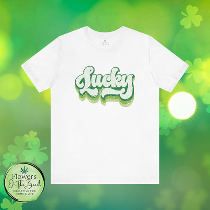 St Patrick's Day Lucky Tee, Simple Retro Unisex Jersey Shirt, Irish Shamrock Top, Green Clover T-Shirt Gift, Vintage Festival Clothing