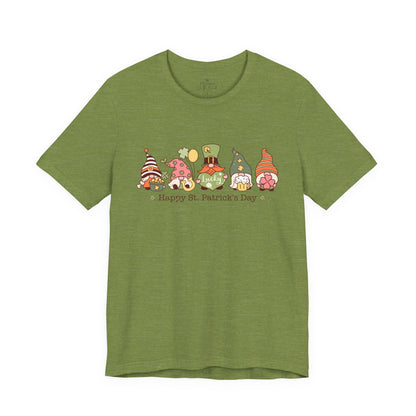 St Patrick's Day Tee, Gnomes Shirt, Happy St Patricks Day T-Shirt, Unisex Jersey, Holiday Gift, Green Clover Top