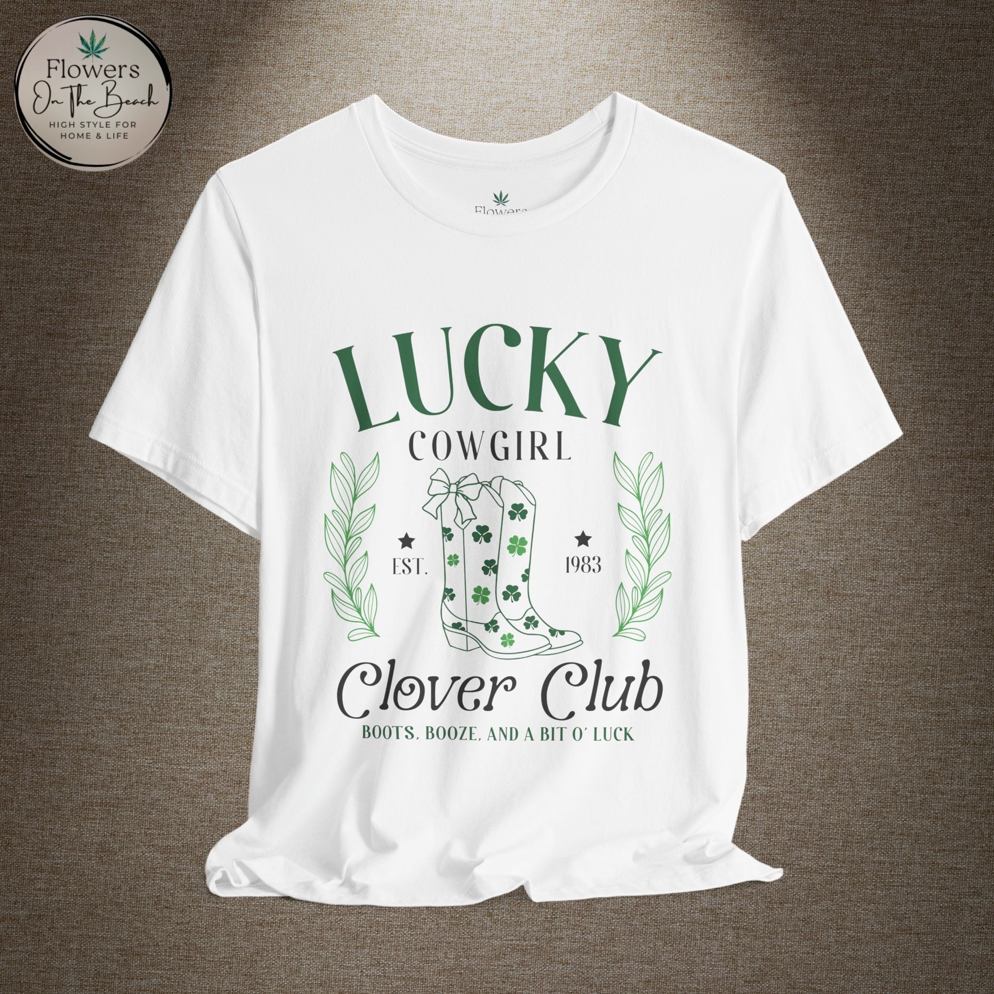 Cowgirl Boots Shamrock Lucky Cowgirl Clover Tee