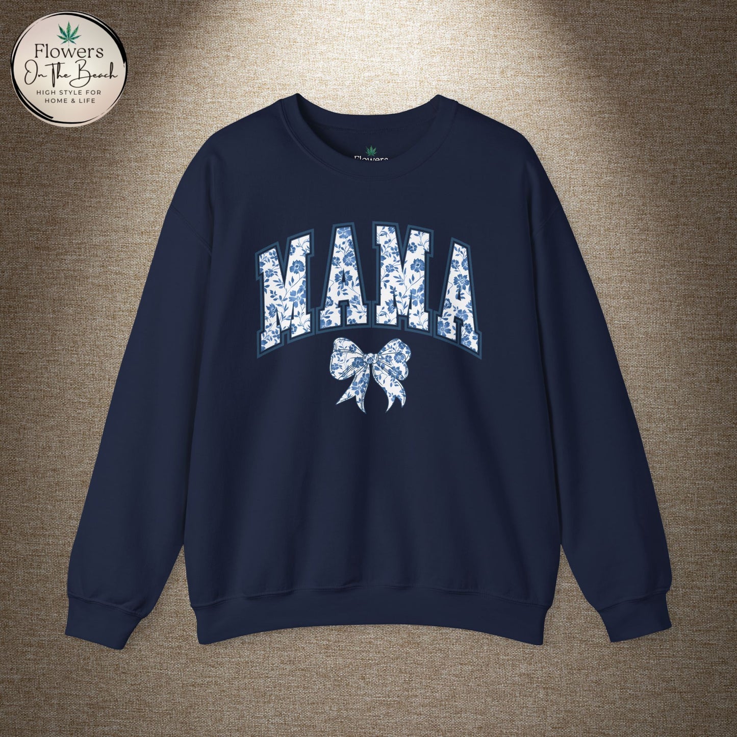 Floral Mama Coquette Blue Flowers Crewneck Sweatshirt, Mother's Day Gift, Gift for Her, Mom Apparel, Floral Sweatshirt, Boy Mom Sweatshirt
