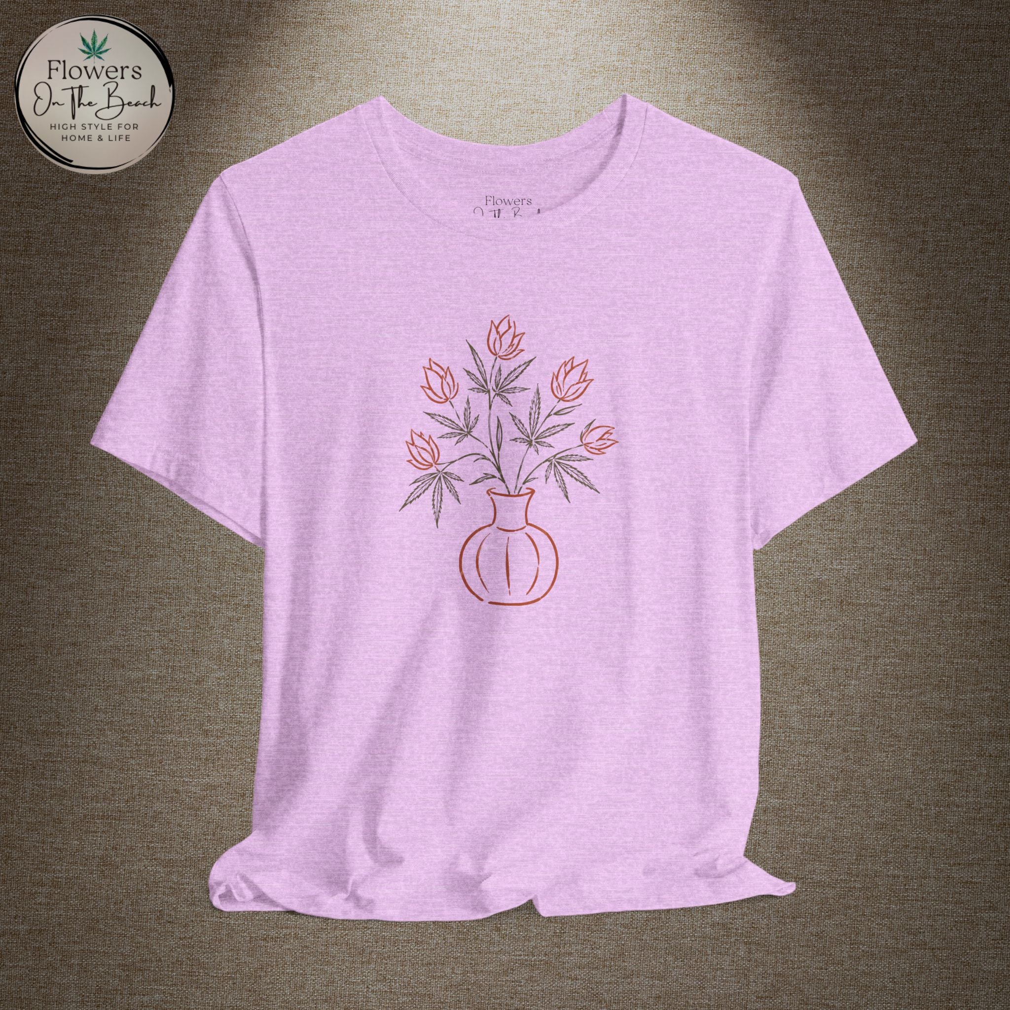 Subtle Cannabis & Floral Tee — Minimal Line Art Botanical T-Shirt