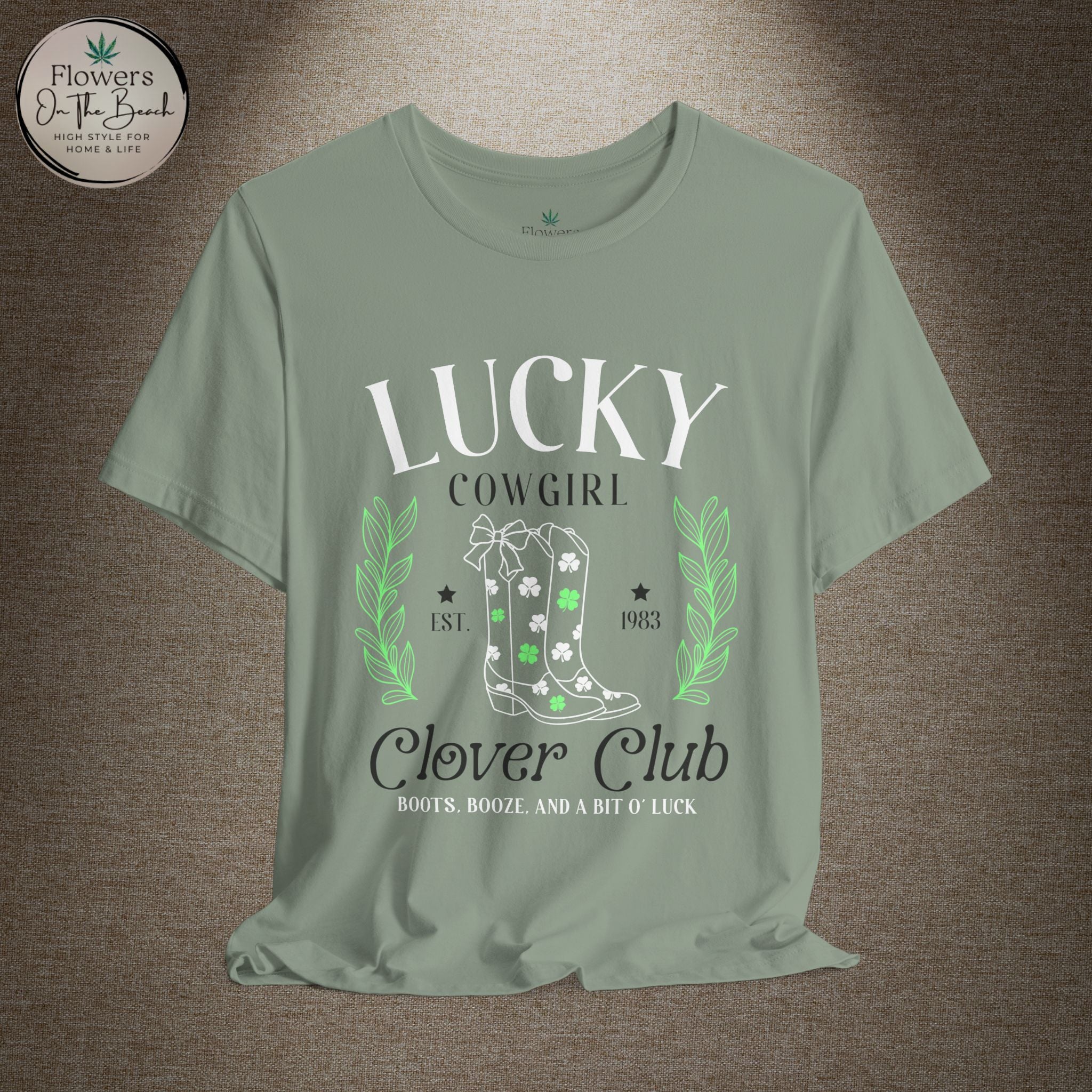Cowgirl Boots Shamrock Lucky Cowgirl Clover Tee