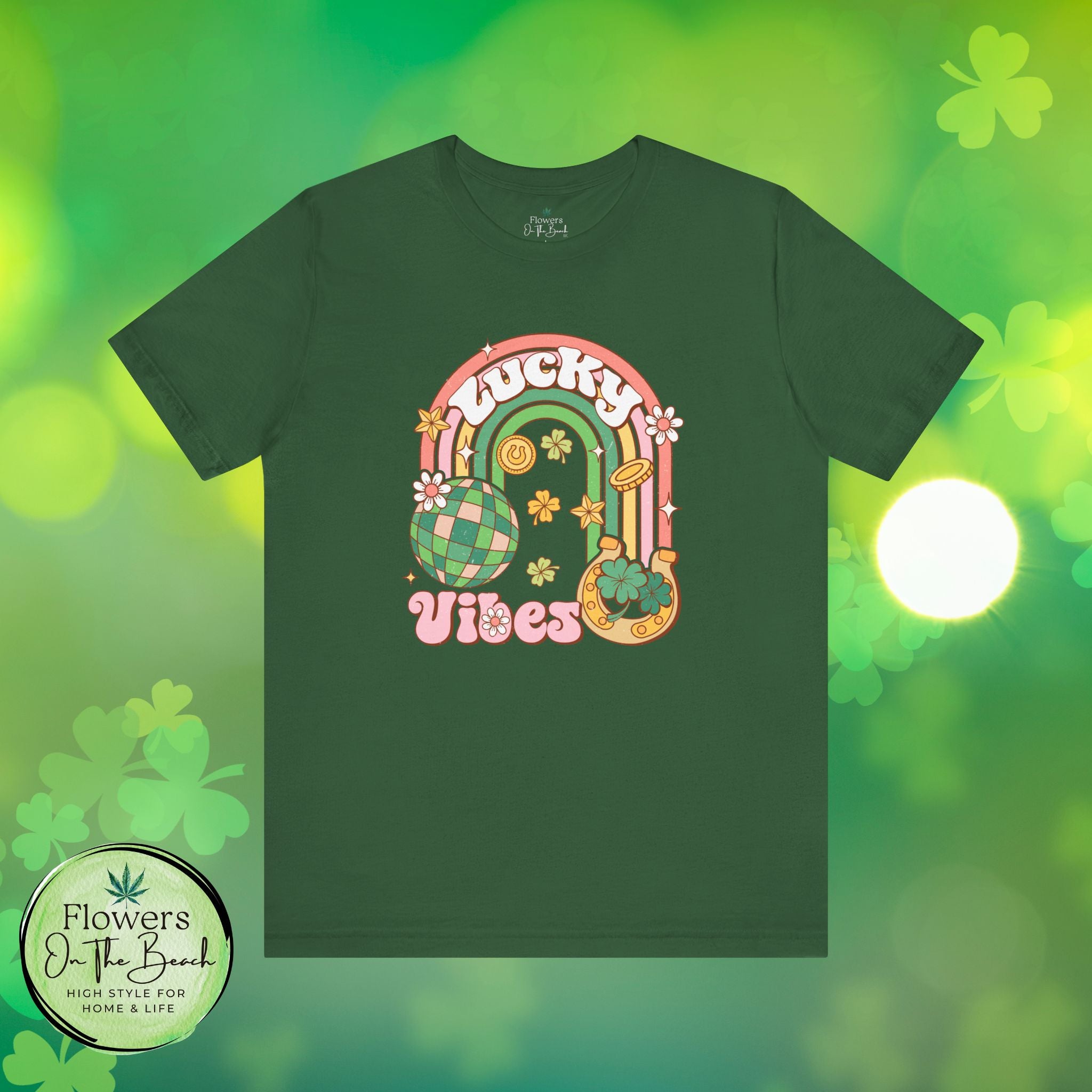 Lucky Vibes Rainbow Pot of Gold Retro Tee