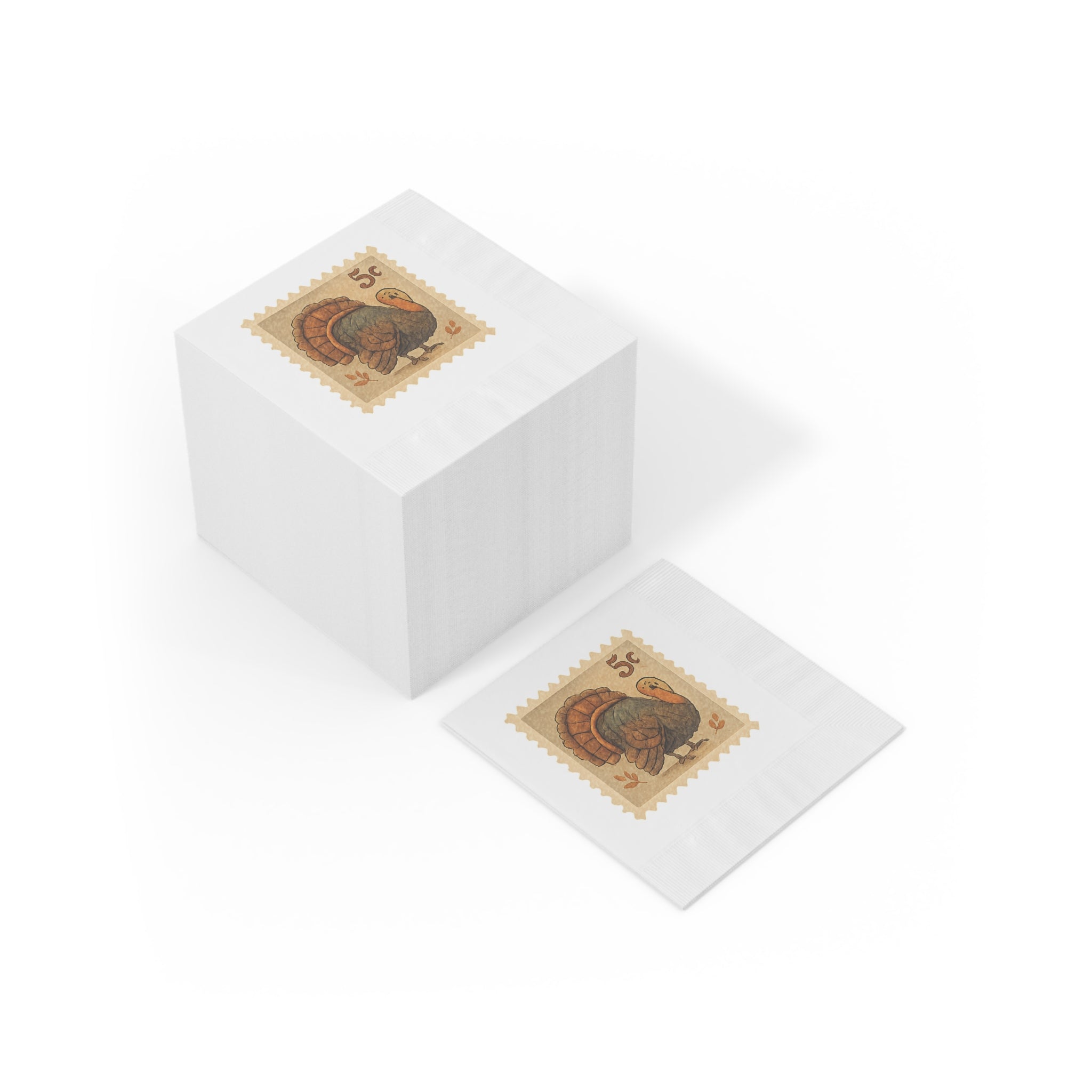 Vintage Fall Turkey Postage Stamp Napkins