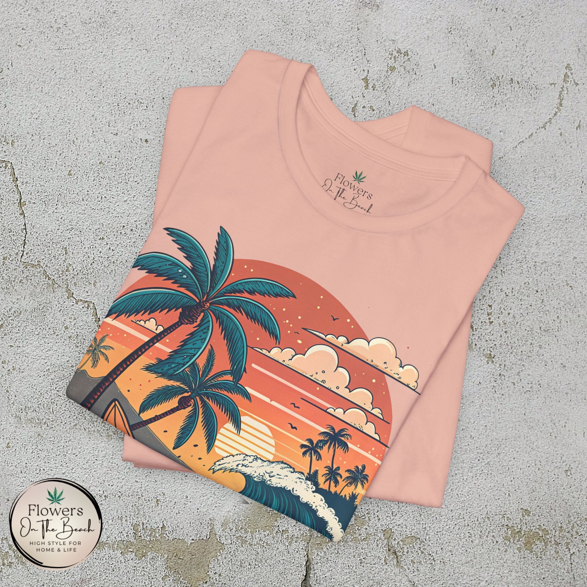 Beach Sunset Surfboards T-Shirt, Ocean Wave Tee, Summer Vacation Top, Beach Lover Shirt, Tropical Beach Apparel