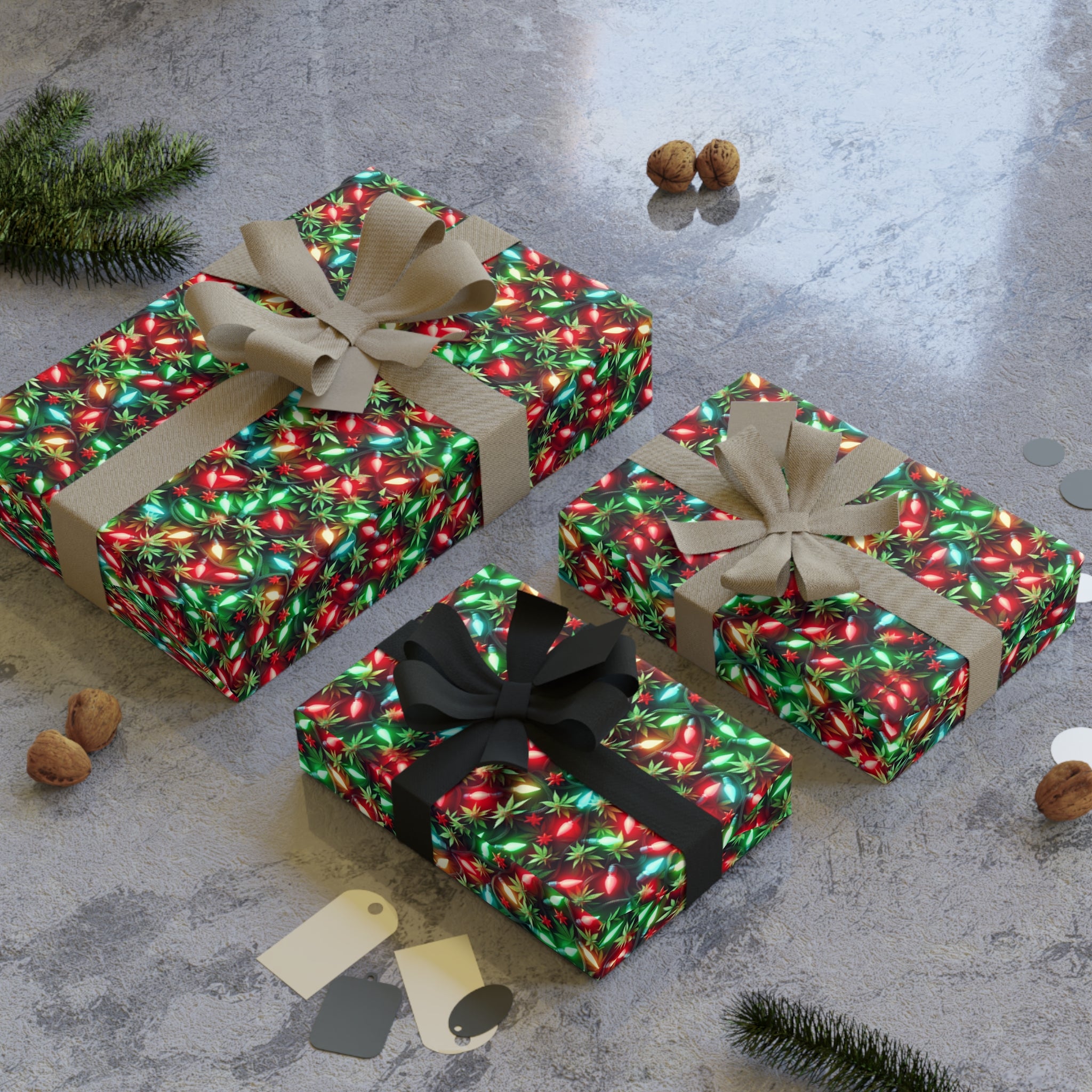 Weed Themed Christmas Gift Wrap