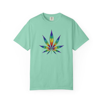 Colorful Cannabis Leaf T-Shirt, Stoner Tshirt Gift