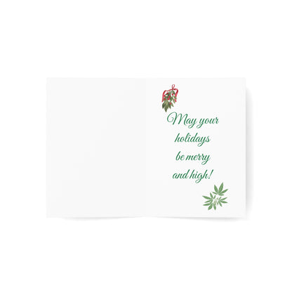 Cannabis-Themed Christmas Cards, Holly and Jolly, Weed-themed holiday cards, 420 Christmas Cards, Unique holiday Cards
