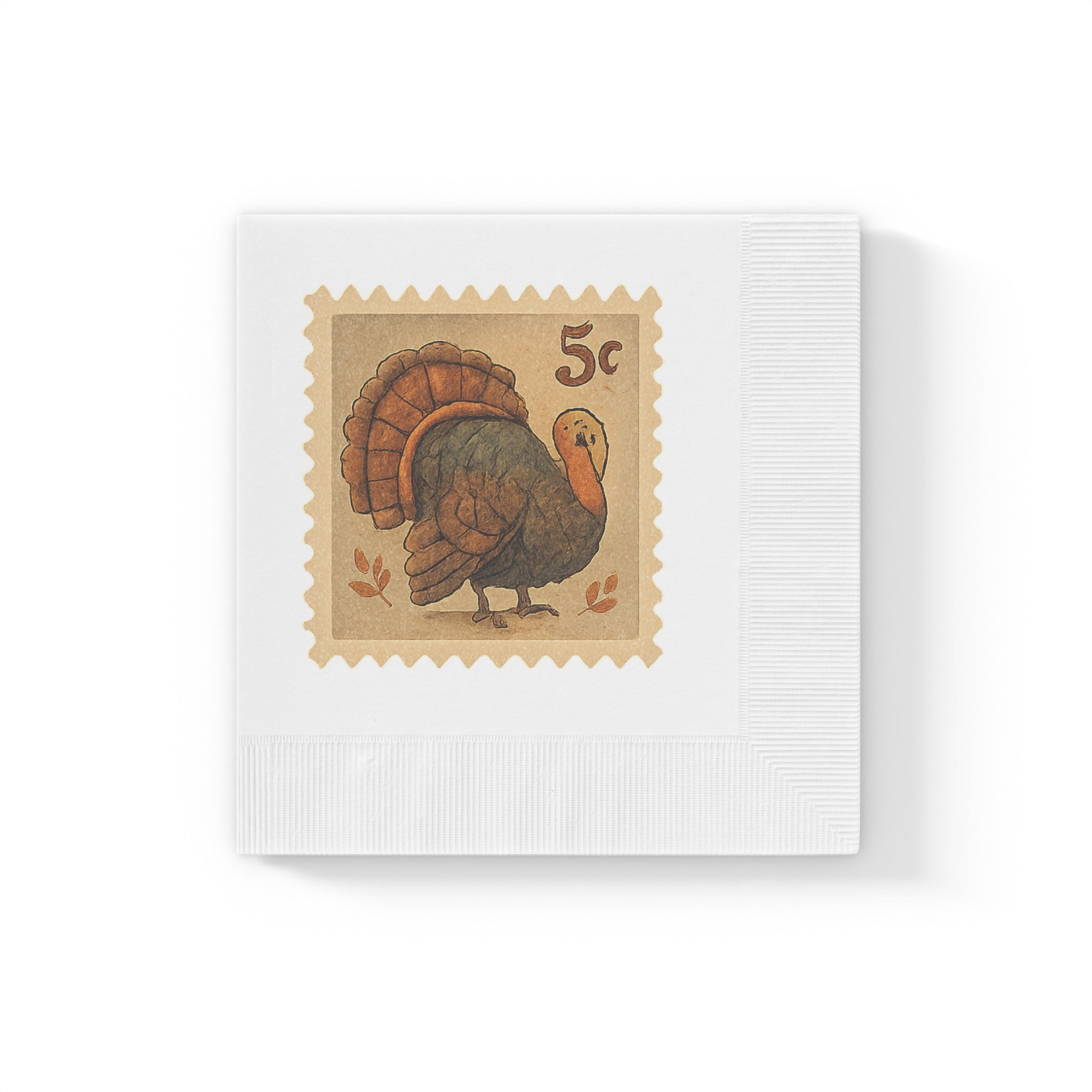 Vintage Fall Turkey Postage Stamp Napkins