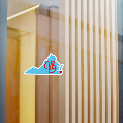 VB Heart Sticker, Colorful Oceanfront Decal, Coastal City Vinyl Decal, Beach Lover Gift, Summer Travel Souvenir, Beach Bum Car