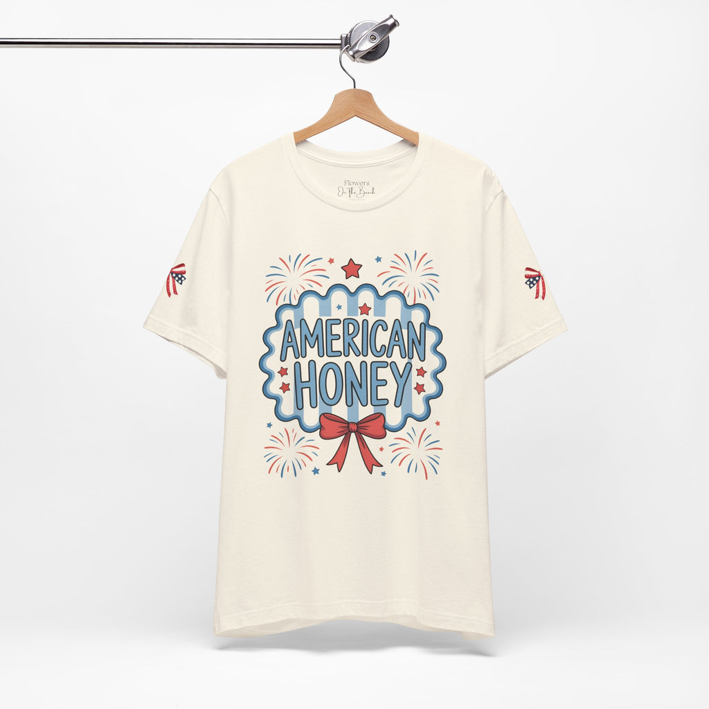 American Honey Fireworks and Bows Tee | Red White Blue Patriotic