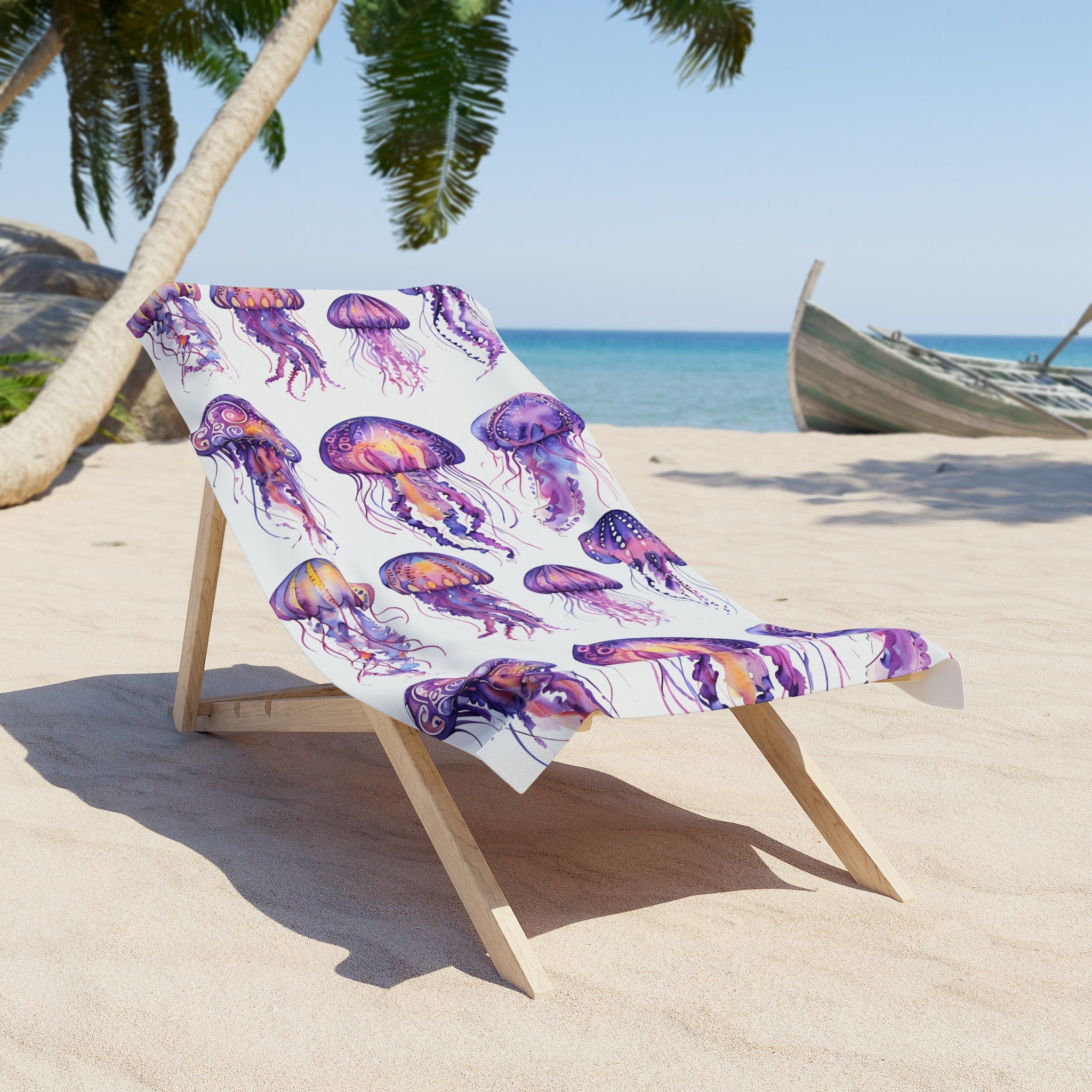 Purple Jellyfish Beach Towel, Ocean Inspired Towel, Sea Creature Design, Summer Beach Blanket, Coastal Home Decor, Beach Lover Gift