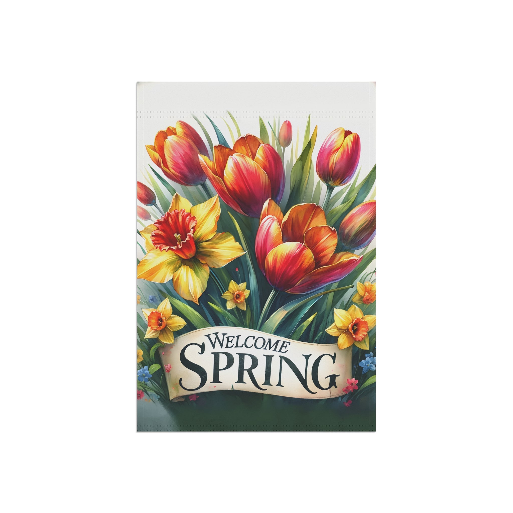 Welcome Spring Flower Garden Banner