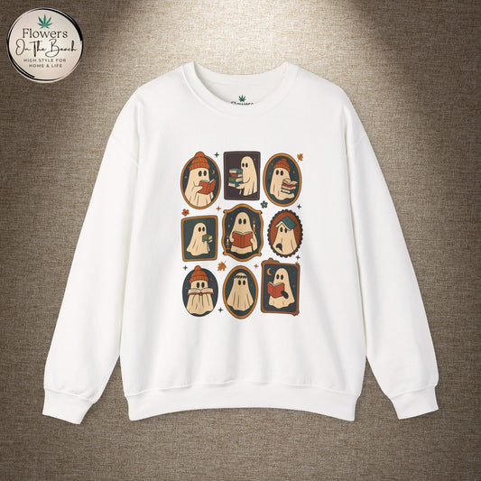 Book Lover Sweatshirt, Spooky Season Crewneck, Ghosts Reading Books Sweater, Gift for Reader, Gift for Fall Birthday, Cozy Fall Sweatshirt