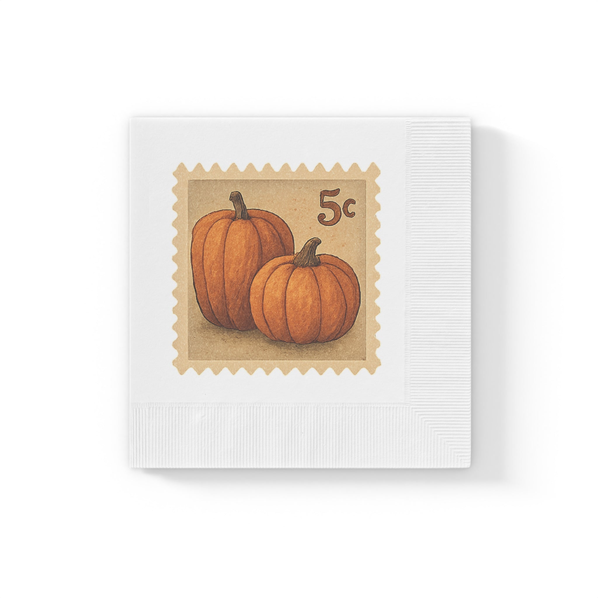 Vintage Fall Pumpkin Postage Stamp Napkins