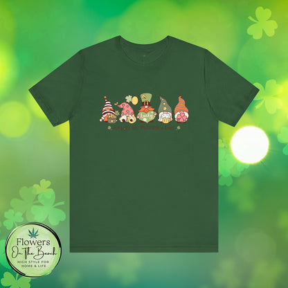 St Patrick's Day Tee, Gnomes Shirt, Happy St Patricks Day T-Shirt, Unisex Jersey, Holiday Gift, Green Clover Top