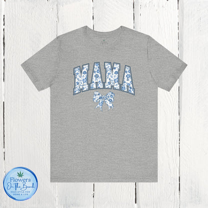 Floral Mama Coquette Blue Flowers T-shirt, Mother's Day Gift, Gift for Her, Mom Apparel, Floral T-shirt, Boy Mom T-shirt