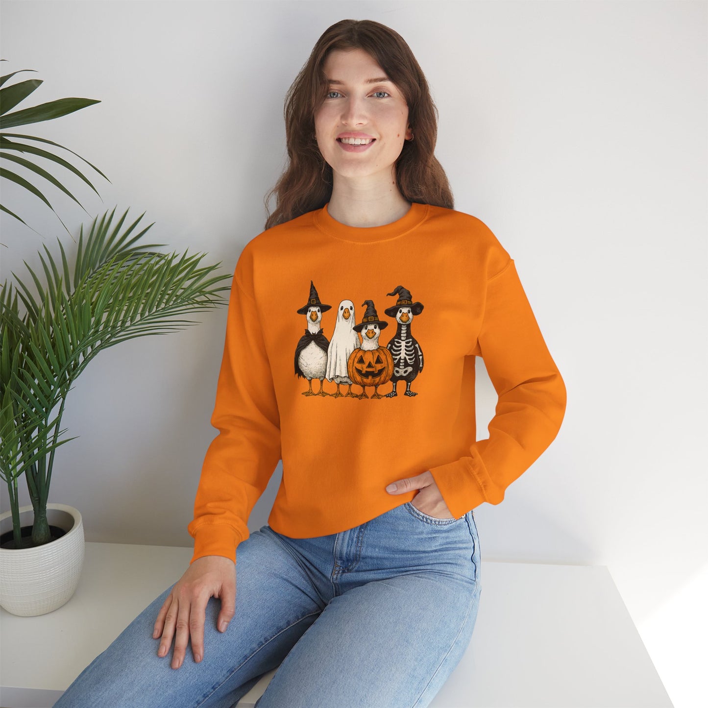 Cute Halloween Crewneck, Halloween Duck, Spooky Halloween Crewneck Sweatshirt, Funny Halloween Attire, Unisex Sweater for Fall, Cozy Sweatshirt, Pumpkin Decor