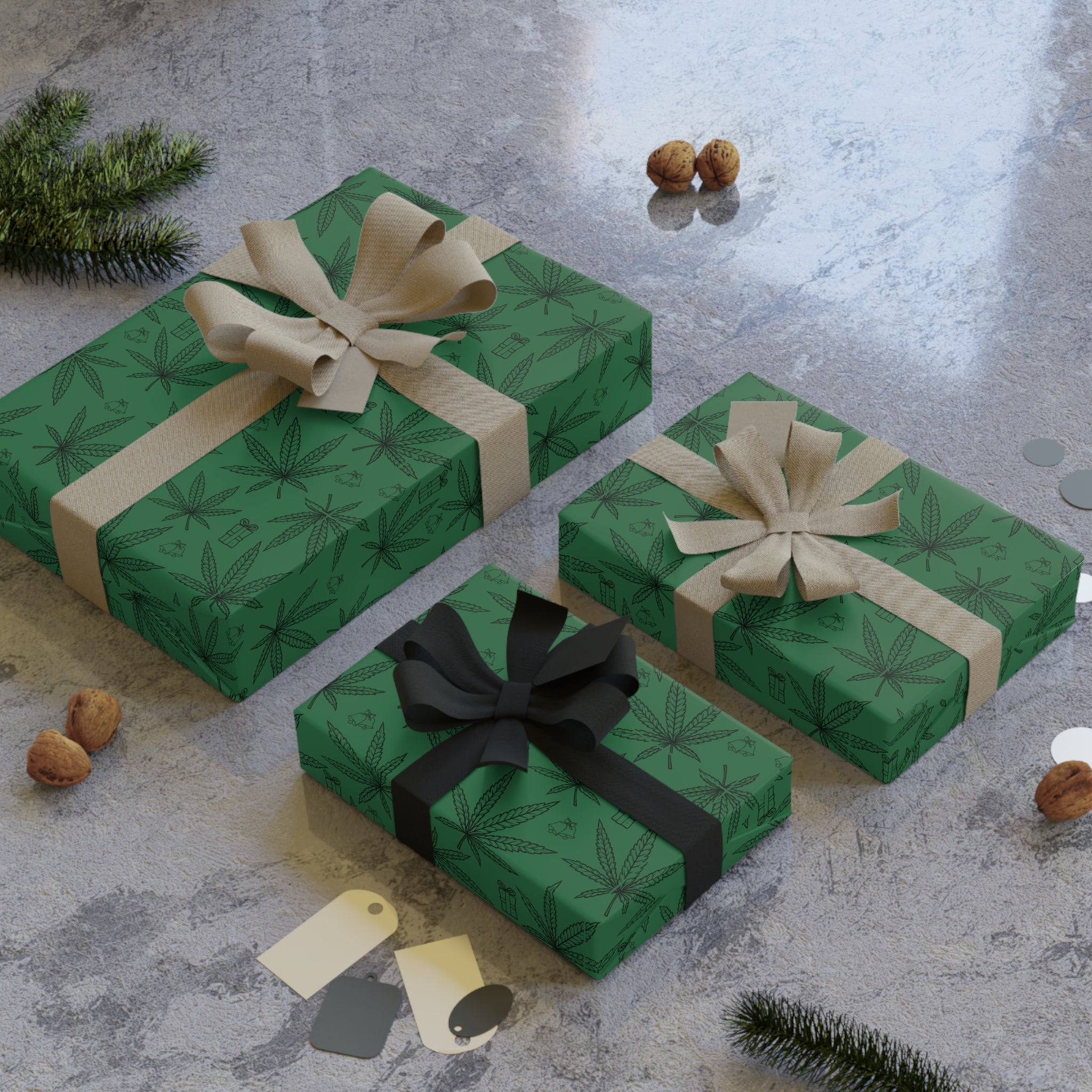 Whimsical Weed-Themed Christmas Wrapping Paper