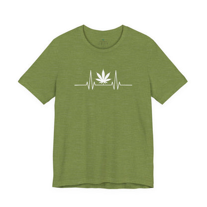 Weed Leaf Heartbeat T-Shirt, Marijuana Plant Tee, Cannabis Lover Shirt, 420 Gift, Unisex Jersey Top