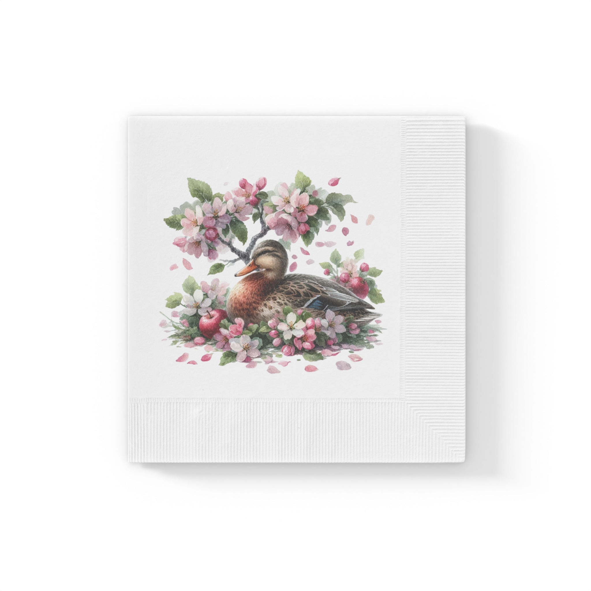 Spring Duck Table Napkins, Pink Spring Flowers & Duck, Spring Table Decor, Home Decor, Floral Design, Duck Lover Gift, Spring Gift for Her