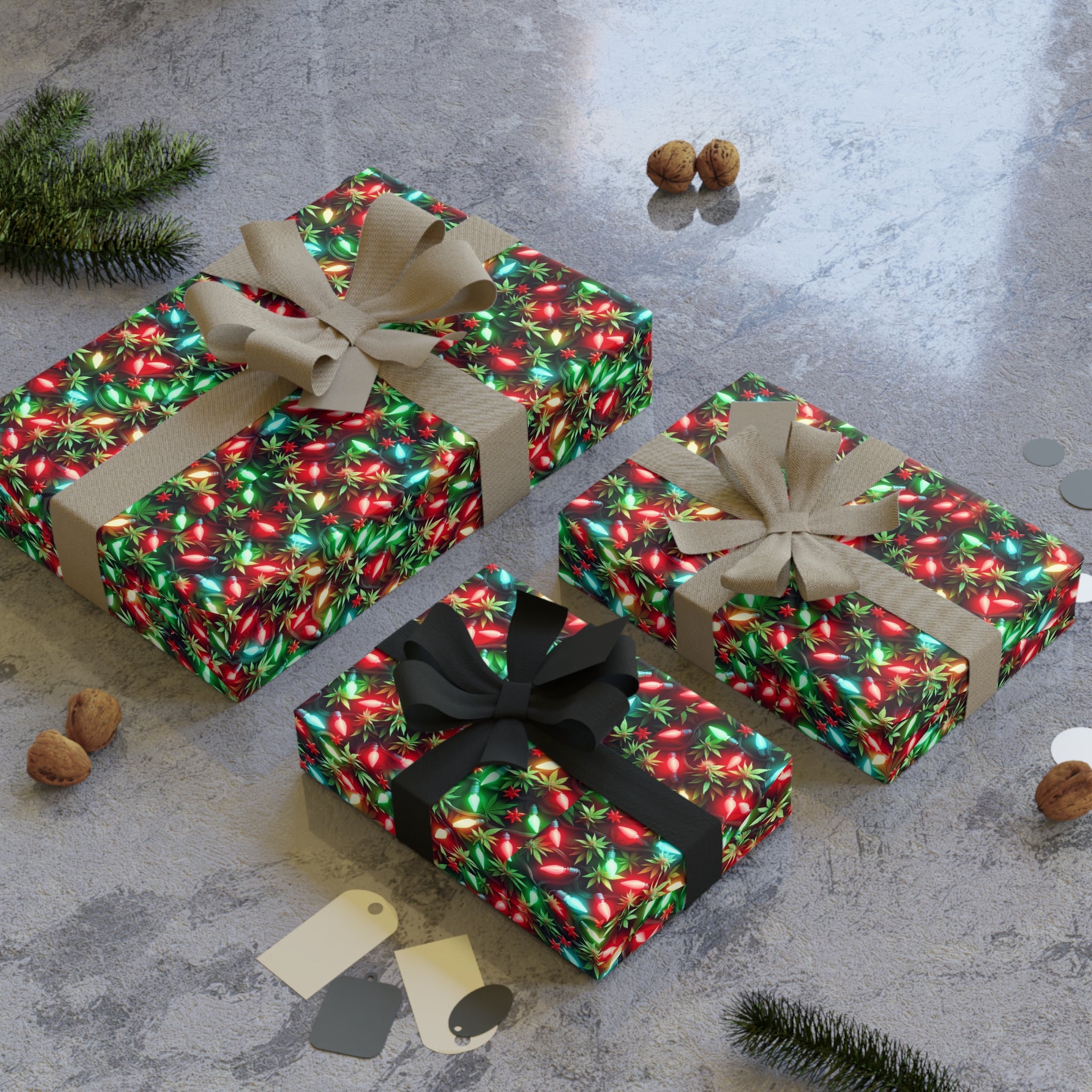 Weed Themed Christmas Gift Wrap