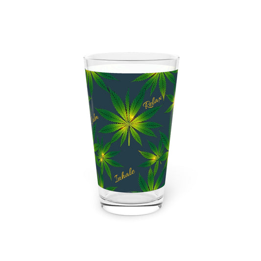 Stylish, Relaxing Cannabis-Inspired Pint Glass, Unique Beer Mug, Lifestyle Stoner Gift, Weed Lover Gift, 420 Drinkware, 420 Glass, 420 Gift