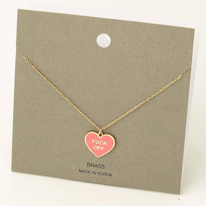 Fuck Off Heart Pendant Necklace
