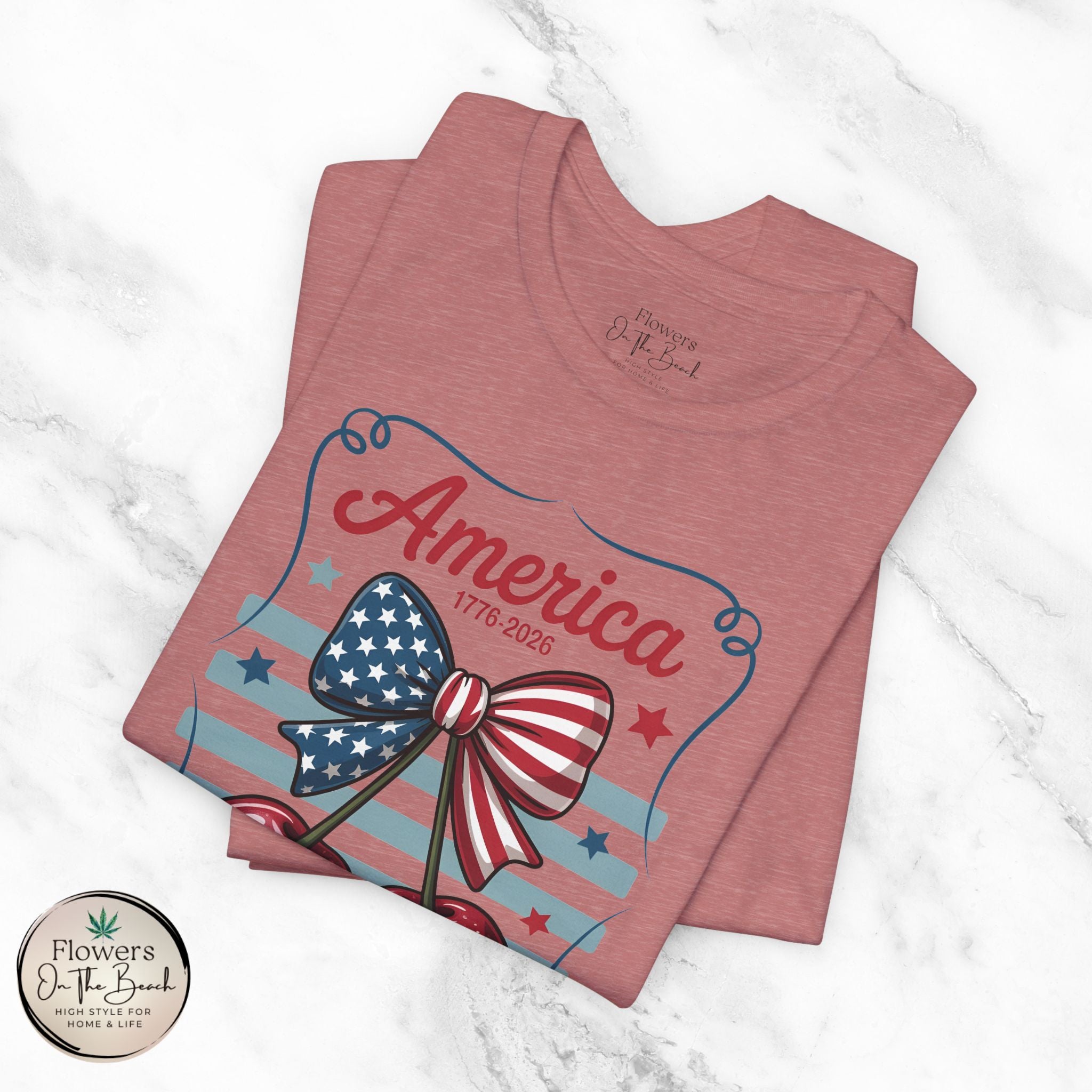Patriotic 250th Cherries & Bows Tee — America's 250th Anniversary T-Shirt