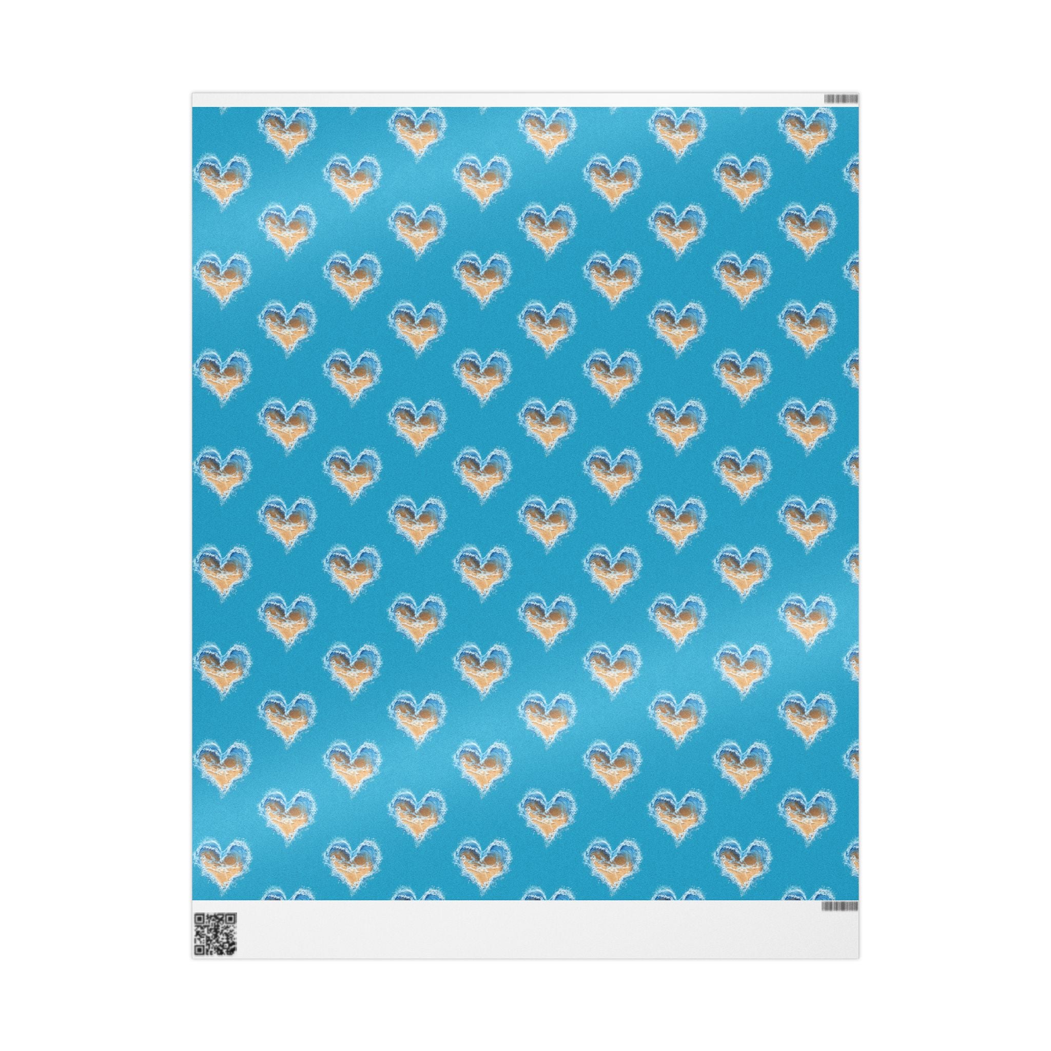 Turquoise Heart Waves and Sand Gift Wrap