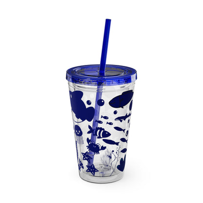 Personalized Kids 16 oz Tumbler with Straw, Kids Who Love Oceans Cup, Personalized Kids Gift