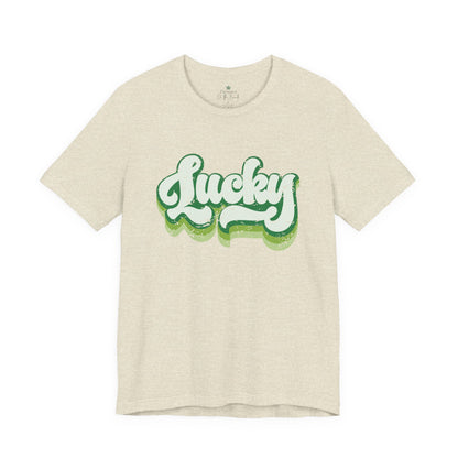 St Patrick's Day Lucky Tee, Simple Retro Unisex Jersey Shirt, Irish Shamrock Top, Green Clover T-Shirt Gift, Vintage Festival Clothing