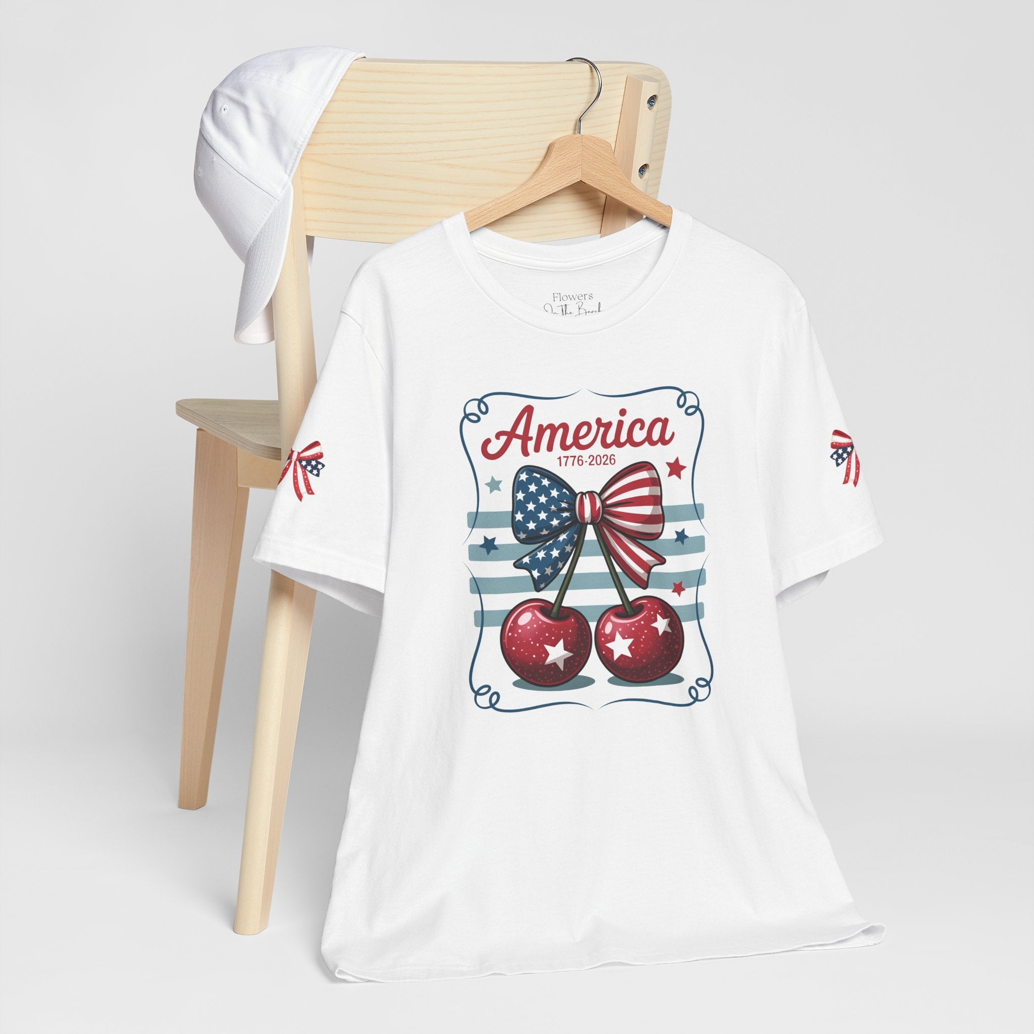 Patriotic 250th Cherries & Bows Tee — America's 250th Anniversary T-Shirt