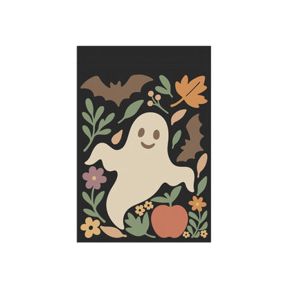 Boho Halloween Garden Banner, Unique Fall Flag, Ghosts and Bats Design, Garden Hanging Flag,  Spooky Season Garden Flag, Boho Halloween, Boho Spooky Decor