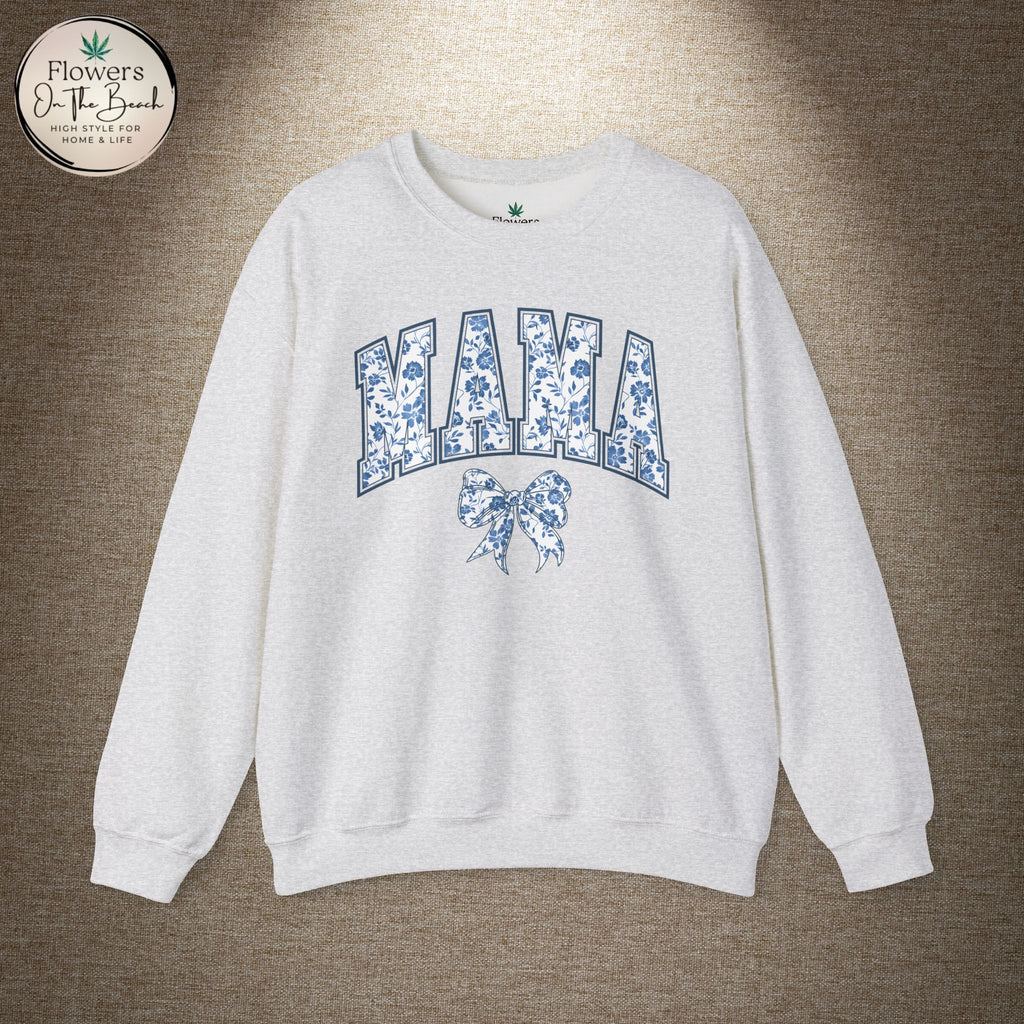 Floral Mama Coquette Blue Flowers Crewneck Sweatshirt