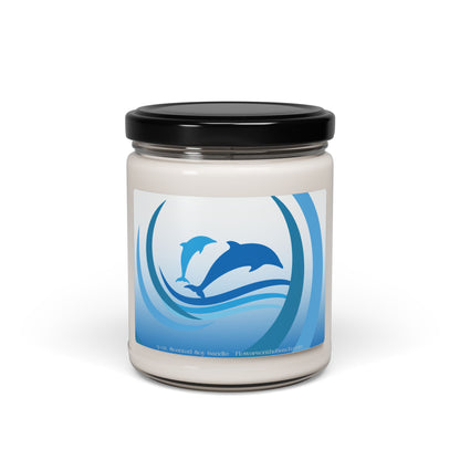 Scented Candle, Peaceful Dolphins, Ocean Theme Home Decor, Dolphin Lovers Gift, Soy Wax, Creatures of the Sea Candle, Stocking Stuffer