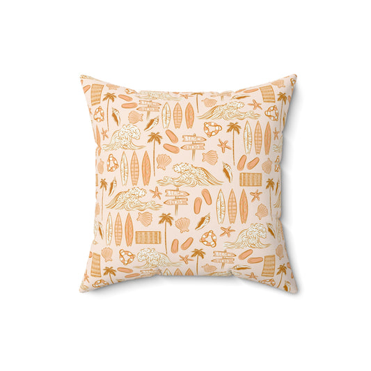 Sandy Beach Square Pillow, Coastal Decor Cushion, Decorative Sandy-Colored Pillow, Home Accent Throw Pillow