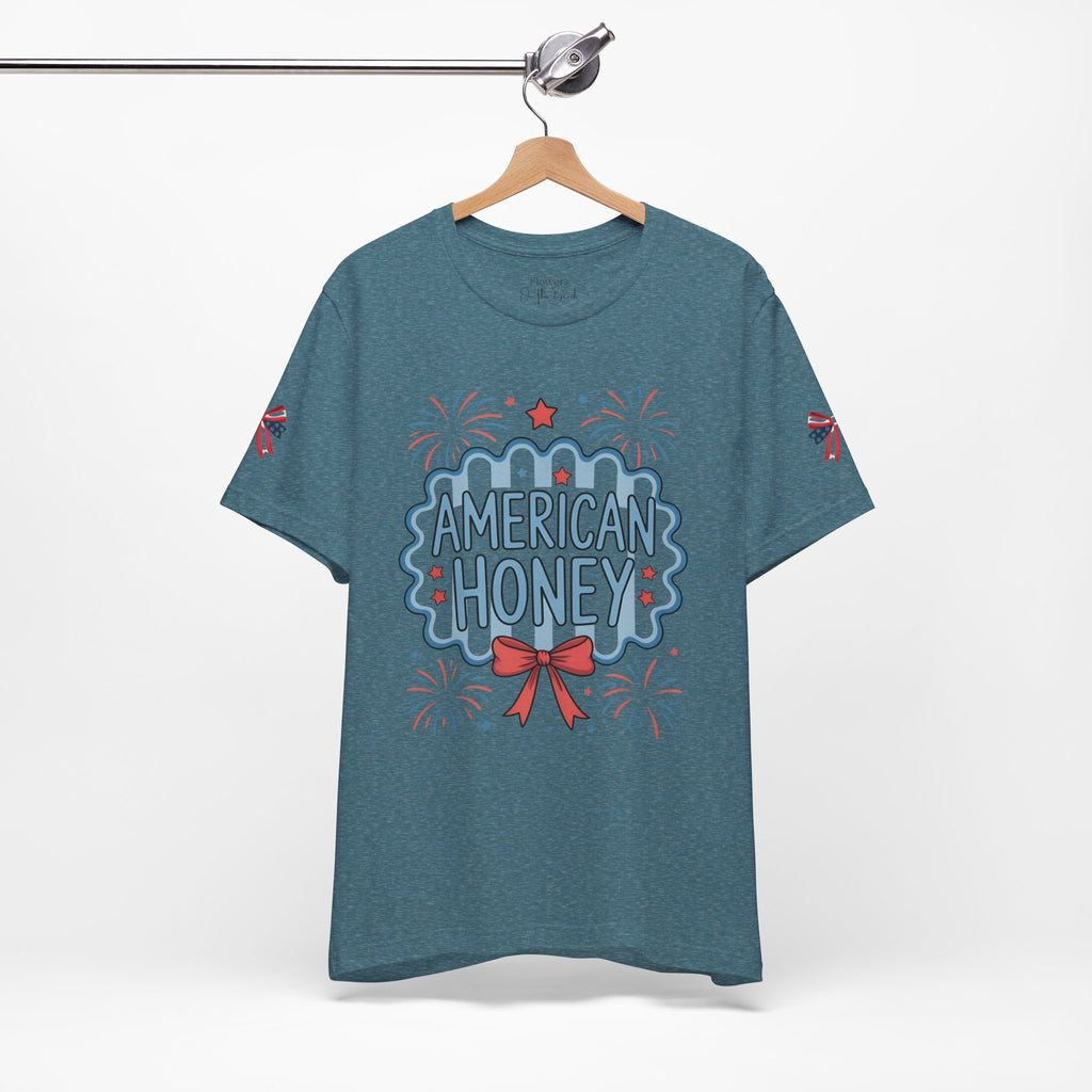 American Honey Fireworks and Bows Tee | Red White Blue Patriotic